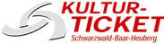 Das Bild zeigt ein Logo mit dem Text "Kulturticket Schwarzwald-Baar-Heuberg" in roter Schrift und einem stilisierten, geschwungenen Symbol links daneben.