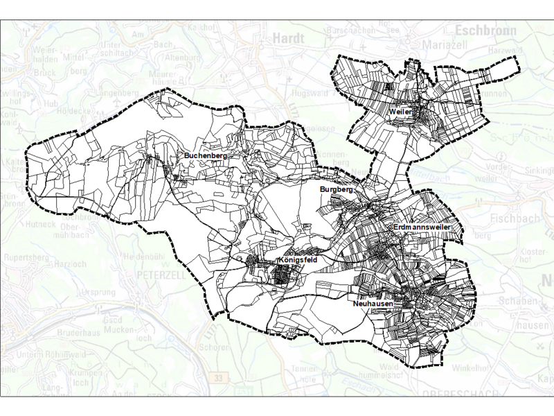 Abgrenzung Gesamtfortschreibung FNP 2040, ohne Maßstab (Grundlage Topografische Karte: RIPS LUBW)